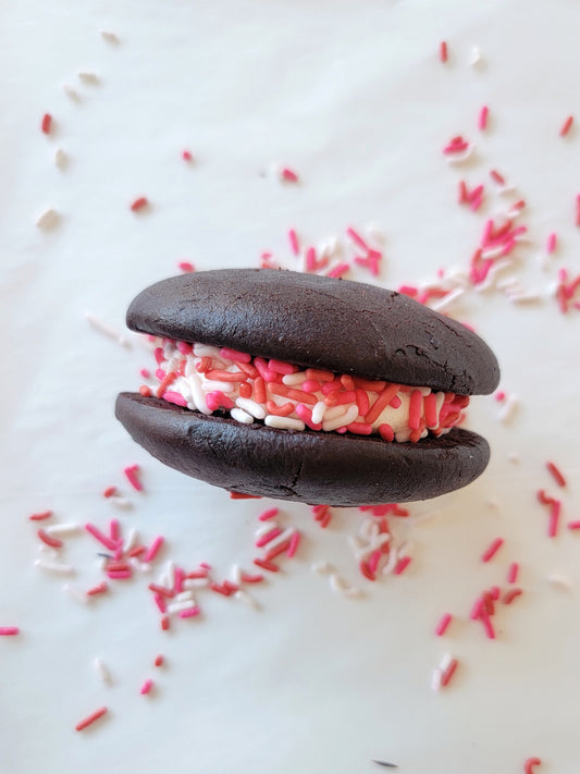 Chocolate Valentine's Day Sprinkle Whoopie Pies