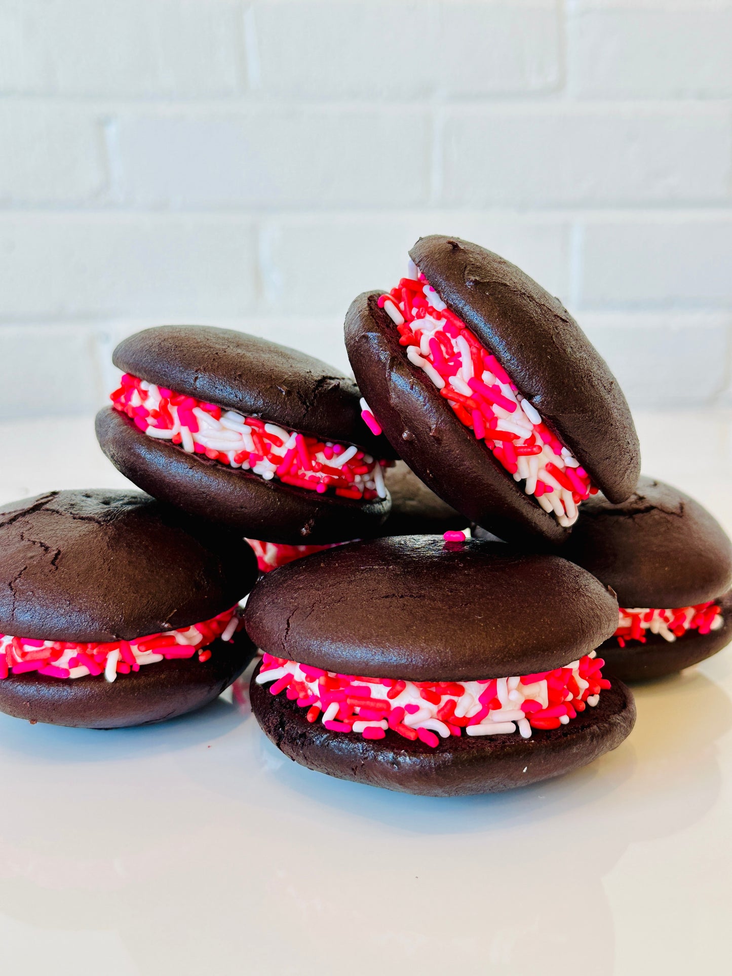 Chocolate Valentine's Day Sprinkle Whoopie Pies